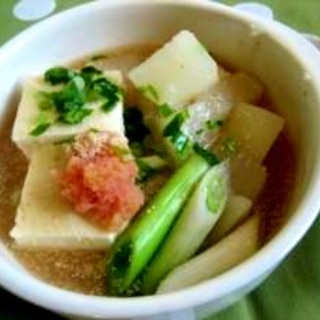 豆腐と蕪のほっこりたらこスープ